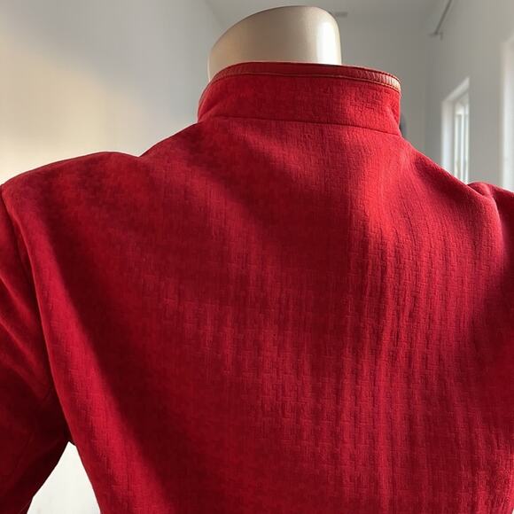 Victor Victoria Red Zipper Jacket Leather Trim Size IT42, USA M - Picture 7 of 13